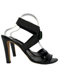 Manolo Blahnik Black Bandage Leather Heel with Acrylic Gem, 41 EU