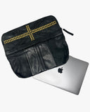 KmRii Union Jack Studded Leather Arm Clutch / Laptop Bag