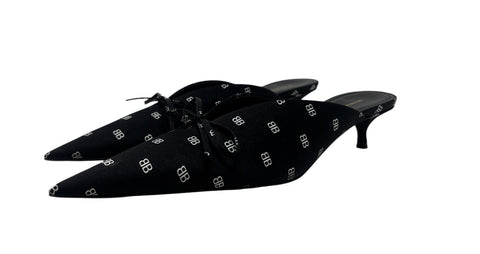 Balenciaga Monogrammed, Black Knife Kitten Heels, AW18, 40 EU