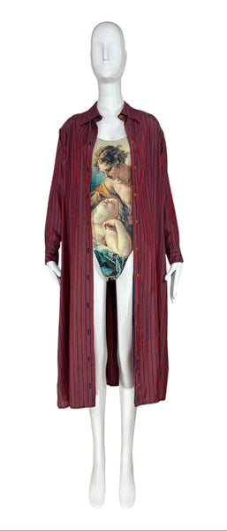 Vivienne Westwood Boucher Bodysuit & Madras Button-down Set, 'Cut, Slash & Pull' SS91, S-L