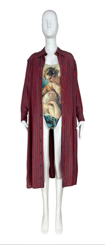 Vivienne Westwood Boucher Bodysuit & Madras Button-down Set, 'Cut, Slash & Pull' SS91, S-L