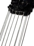 Dolce & Gabbana Black Rabbit Fur Purse with Crystal Grid, c. 2000's 