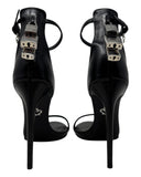 Dsquared2 Silver Padlock Black Leather Stilettos, SS17, 40 EU / 10 US