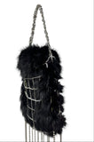 Dolce & Gabbana Black Rabbit Fur Purse with Crystal Grid, c. 2000's 