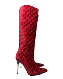 Gucci Monogram Red Velvet Boots, AW97, 36 IT