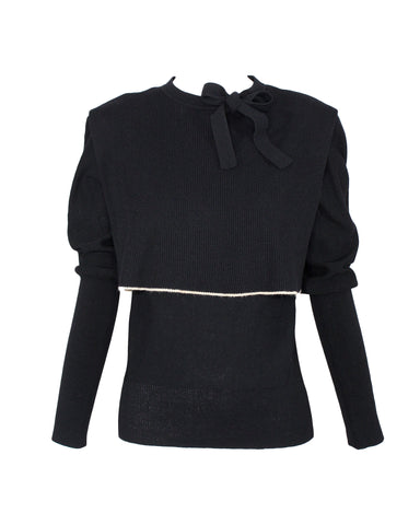 Sonia Rykiel Black Knit Bow Pullover, S