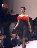 Yves Saint Laurent Black Silk Mousseline Mini-dress with Red Marabou Bust, AW91, 36 FR /  US 4 YSL runway