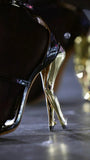 Alaïa Patent Leather "Cabaret" Pumps with Gold Sculptural Legs, SS23, 40 EU / 10 US