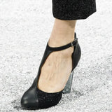 Chanel Black Leather Crystal CC Pumps, AW12, 38 EU