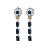 Gianni Versace Blue Art Deco Gem Earrings, c. 90's, OS