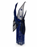 Roberto Cavalli Cobalt Blue Lace and Black Sheer Mesh Fringe Dress, SS12?,