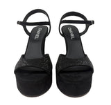 Chanel Black Suede Crystal-Embellished Platform Sandals, 39.5 EU