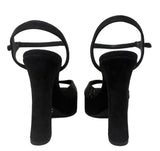 Chanel Black Suede Crystal-Embellished Platform Sandals, 39.5 EU