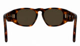 Chanel sunglasses with a brown and amber tortoiseshell acetate frame and dark brown lenses, shown from the front on a white background.