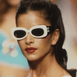 Chanel White Oval Sunglasses with Logo, SS95 Patricia Velasquez