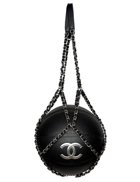 Chanel Silver and Black Basketball with Calfskin Chain Net, AW19, OS