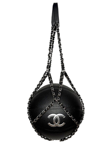 Chanel Silver and Black Basketball with Calfskin Chain Net, AW19, OS