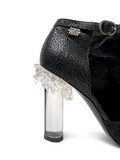 Chanel Black Leather Tweed Crystal Heels, AW12, 36.5 EU