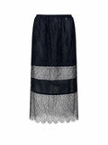 Chanel Black Floral Lace Sheer Panel Skirt, SS17, 38 FR