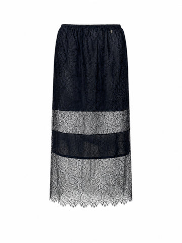 Chanel Black Floral Lace Sheer Panel Skirt, SS17, 38 FR