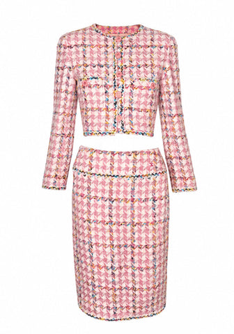 Chanel Pink and Multicolor Tweed Jacket Skirt Set, SS94, 34 FR