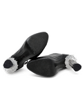 Chanel Black Leather Tweed Crystal Heels, AW12, 36.5 EU