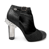 Chanel Black Leather Tweed Crystal Heels, AW12, 36.5 EU
