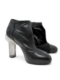 Chanel Black Leather Tweed Crystal Heels, AW12, 36.5 EU