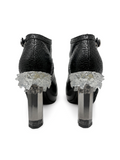Chanel Black Leather Tweed Crystal Heels, AW12, 36.5 EU