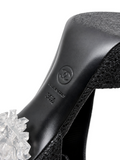 Chanel Black Leather Tweed Crystal Heels, AW12, 36.5 EU