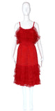 Chloé by Karl Lagerfeld Red Lace Shift Dress with Shawl, SS85, FR 40 / US 6 A Line of Beauty