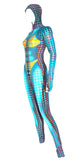 Jean Paul Gaultier Blue Cyberdot Catsuit with Hood, AW95 Reissue, S-L