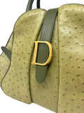 Christian Dior Green 'CD' Ostrich & Double Saddle Bowler Set,  AW00, 38.5 EU