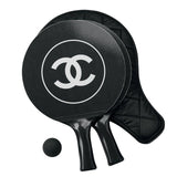 Chanel Black Quilted Leather Table Tennis Racket Set SS12, OS

