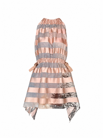 Fendi Blush Pink and Silver Striped Halter Mini Dress, SS17, 4/6 US
