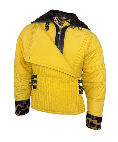 Gianni Versace Quilted Yellow Satin Bomber Jacket, SS96, 46 IT