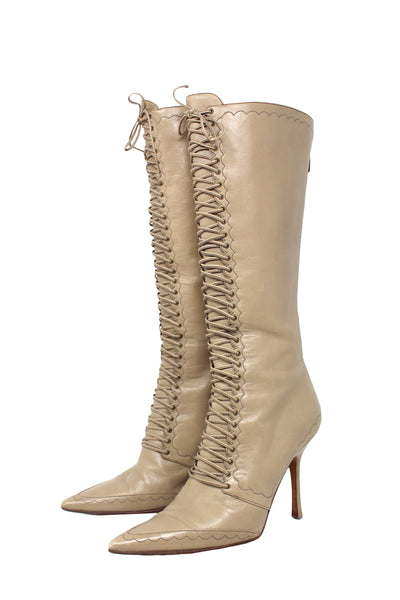 Jimmy Choo Leather Lace-Up Boots, 37 EU