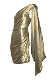 Marc Jacobs Metallic Gold One Shoulder Drapes Dress, 2009, 4/6 US