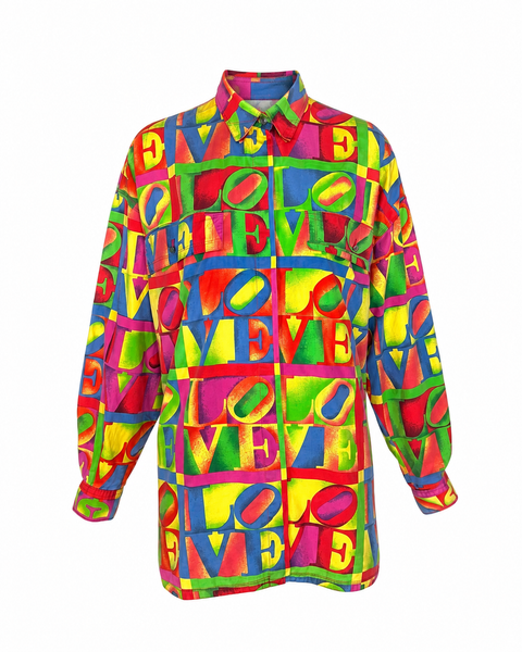 Gianni Versace Love Print Button Up, SS95, M