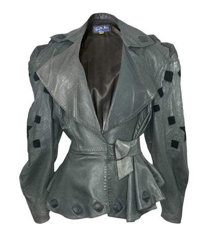 Thierry Mugler "L’Hiver Russe" Leather Jacket with Star Suede Studs, AW86/87, 38 FR / US 6