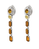 Gianni Versace Orange Art Deco Gem Earrings, c. 90's, OS