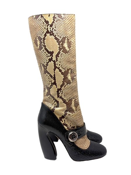 Prada Trompe-L'oeil Python Mary Jane Boots, AW11, 40 EU