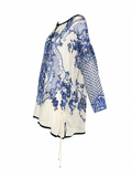 Roberto Cavalli Porcelain Print Silk Tunic, c.2000's, 4 US