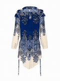 Roberto Cavalli Blue Paisley Ruffle Tunic, c.2000's, 4 US