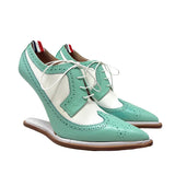 Thom Browne Mint & White Pebbled Leather Spectator Wedge Heels, SS20, 40 EU