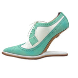Thom Browne Mint & White Pebbled Leather Spectator Wedge Heels, SS20, 40 EU