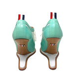 Thom Browne Mint & White Pebbled Leather Spectator Wedge Heels, SS20, 40 EU