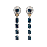 Gianni Versace Blue Art Deco Gem Earrings, c. 90's, OS