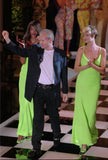 Gianni Versace Lime Green Bias Cut Evening Gown, SS96, 2/4 US