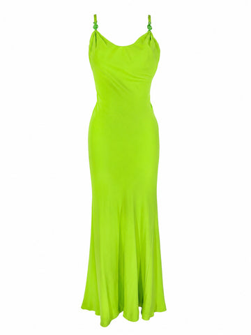Gianni Versace Lime Green Bias Cut Evening Gown, SS96, 2/4 US